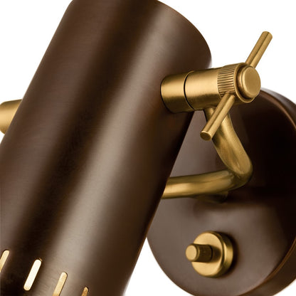 Kichler Ruehl 7in 1-Light Wall Sconce | Modern Lacquered Bronze Brass Cylinder | Bedroom & Hallway Accent | 6in Ext | Model 52840LBZ