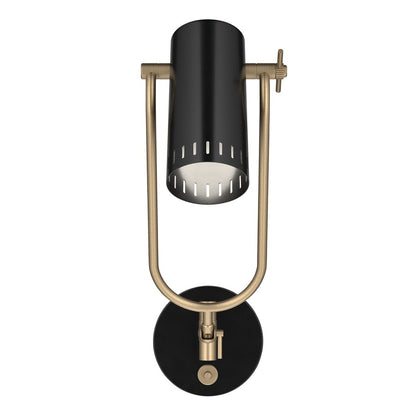 Kichler Ruehl 15in 1-Light Swing Arm Wall Sconce | Modern Black Steel | Bedroom & Living Room Reading Light | 15 x 6 x 14 in | Model 52841BK