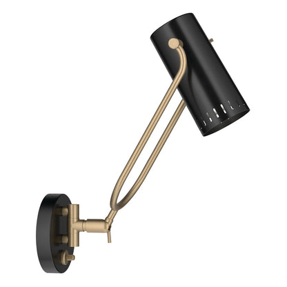 Kichler Ruehl 15in 1-Light Swing Arm Wall Sconce | Modern Black Steel | Bedroom & Living Room Reading Light | 15 x 6 x 14 in | Model 52841BK