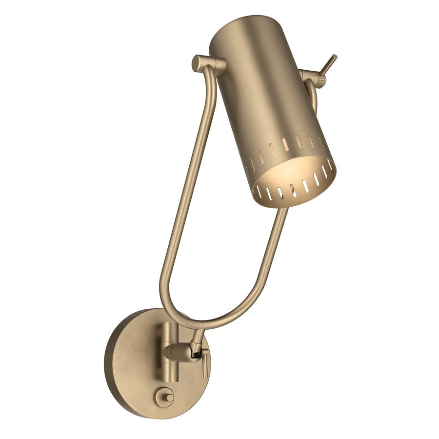 Kichler Ruehl 15in 1-Light Swing Arm Wall Sconce | Modern Champagne Bronze Steel | Bedroom & Living Room Reading Light | Model 52841CPZ
