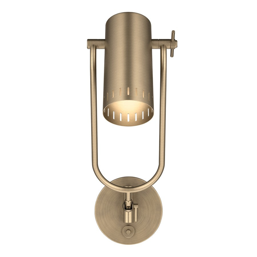 Kichler Ruehl 15in 1-Light Swing Arm Wall Sconce | Modern Champagne Bronze Steel | Bedroom & Living Room Reading Light | Model 52841CPZ
