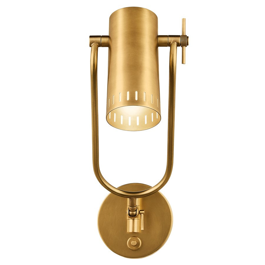 Kichler Ruehl 15in 1-Light Swing Arm Wall Sconce | Modern Lacquered Brass | Bedroom & Living Room | 6.5 W x 15 H | Model 52841LBR
