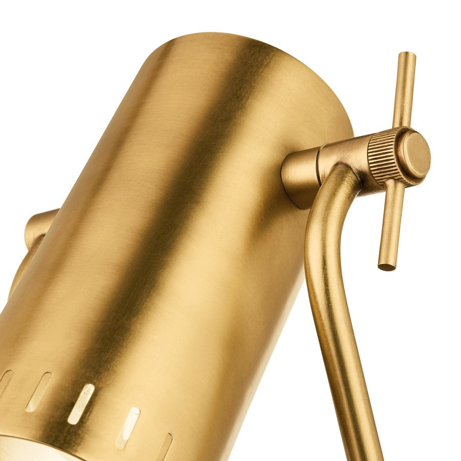 Kichler Ruehl 15in 1-Light Swing Arm Wall Sconce | Modern Lacquered Brass | Bedroom & Living Room | 6.5 W x 15 H | Model 52841LBR