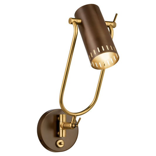 Kichler Ruehl 15in 1-Light Swing Arm Wall Sconce | Modern Lacquered Bronze | Bedroom & Living Room | 14in Extension | Model 52841LBZ