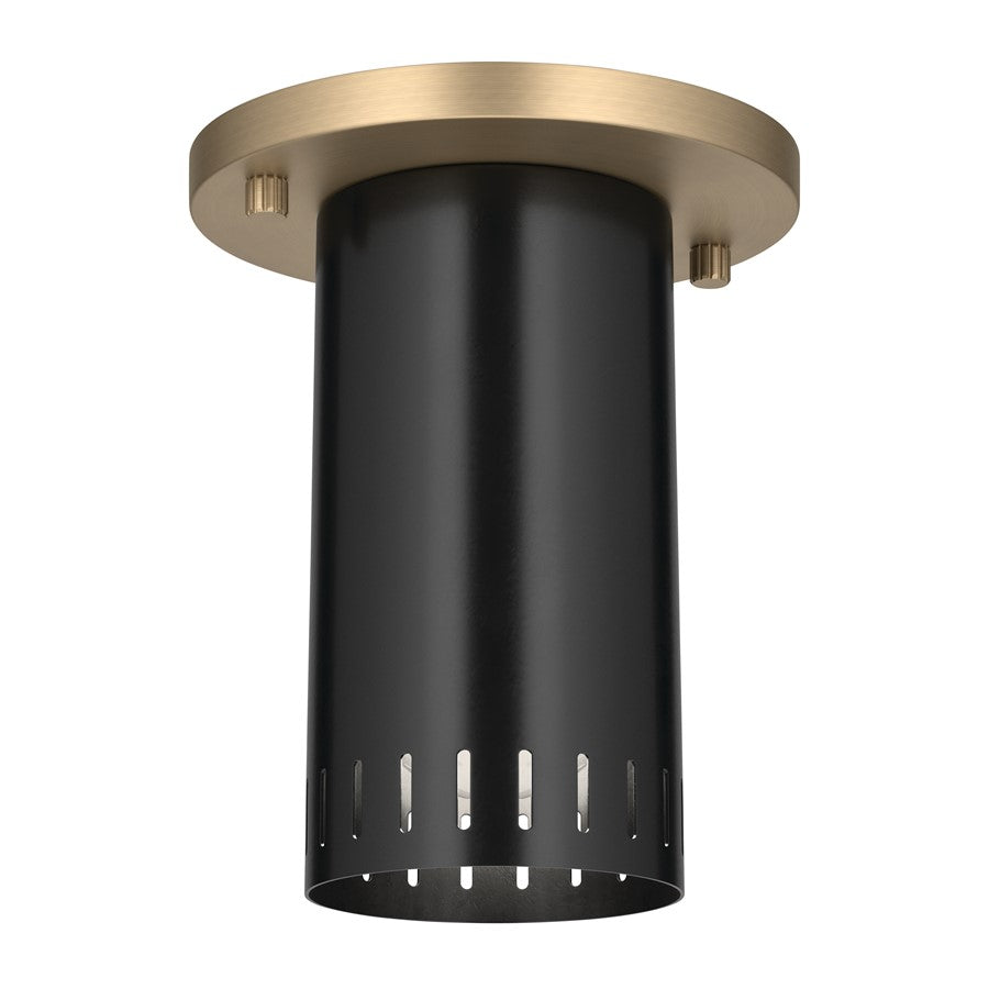 Kichler Ruehl 6.75in 1-Light Flush Mount | Modern Black and Champagne Bronze | Entryway & Hallway Accent | 5.5 x 6.75 in | Model 52842BK