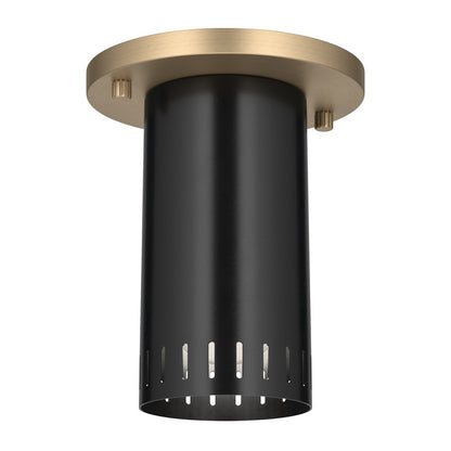 Kichler Ruehl 6.75in 1-Light Flush Mount | Modern Black and Champagne Bronze | Entryway & Hallway Accent | 5.5 x 6.75 in | Model 52842BK