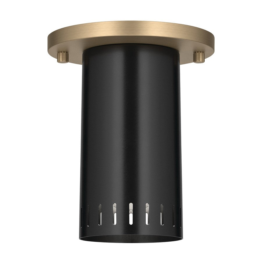 Kichler Ruehl 6.75in 1-Light Flush Mount | Modern Black and Champagne Bronze | Entryway & Hallway Accent | 5.5 x 6.75 in | Model 52842BK