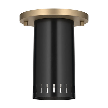 Kichler Ruehl 6.75in 1-Light Flush Mount | Modern Black and Champagne Bronze | Entryway & Hallway Accent | 5.5 x 6.75 in | Model 52842BK