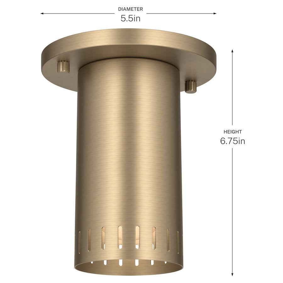 Kichler Ruehl 6.75in 1-Light Flush Mount | Modern Champagne Bronze Steel | Entryway & Hallway | 6.75 in H | Model 52842CPZ