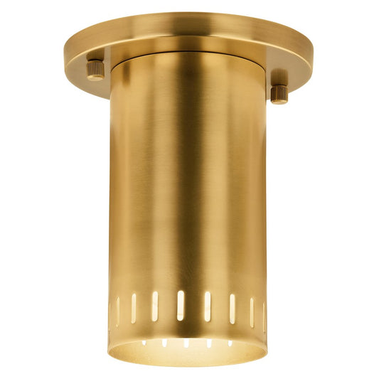 Kichler Ruehl 5.5in 1-Light Flush Mount | Modern Lacquered Brass | Entryway & Hallway | 6.75in H | Model 52842LBR