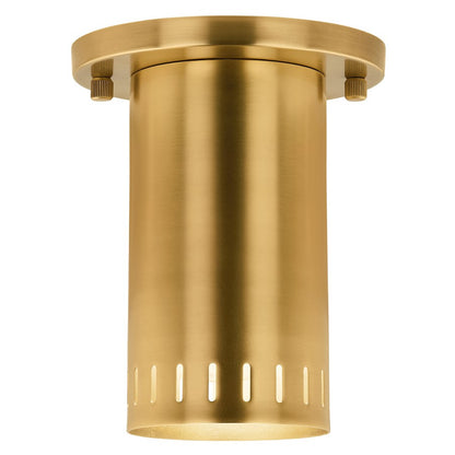 Kichler Ruehl 5.5in 1-Light Flush Mount | Modern Lacquered Brass | Entryway & Hallway | 6.75in H | Model 52842LBR