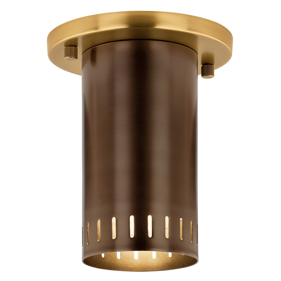 Kichler Ruehl 5.5in 1-Light Flush Mount | Modern Lacquered Bronze Brass | Entryway & Hallway Ambient | 5.5 x 6.75 in | Model 52842LBZ
