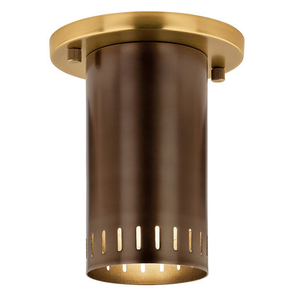 Kichler Ruehl 5.5in 1-Light Flush Mount | Modern Lacquered Bronze Brass | Entryway & Hallway Ambient | 5.5 x 6.75 in | Model 52842LBZ