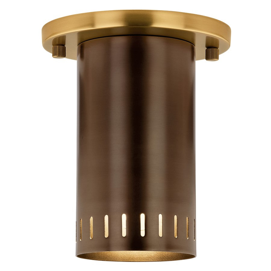 Kichler Ruehl 5.5in 1-Light Flush Mount | Modern Lacquered Bronze Brass | Entryway & Hallway Ambient | 5.5 x 6.75 in | Model 52842LBZ