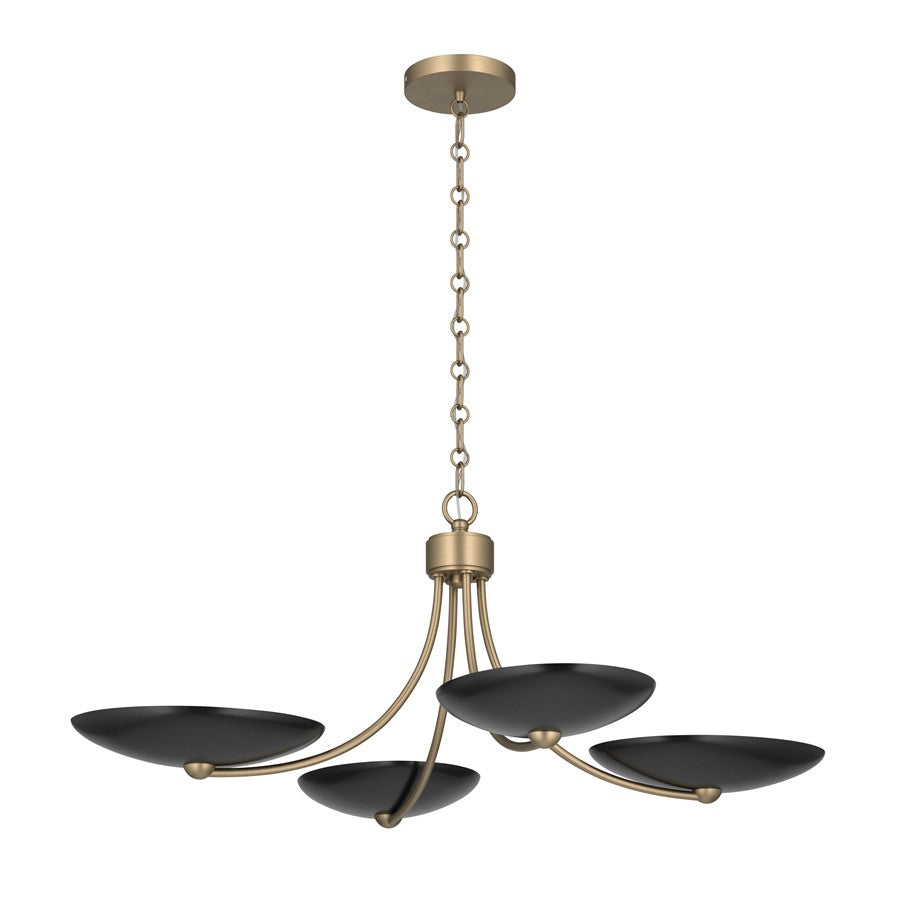 Kichler Palmela 32in 4-Light XL Convertible Chandelier | Modern Champagne Bronze and Black Metal Shades | Dining Room & Living | Model 52854CPZBK