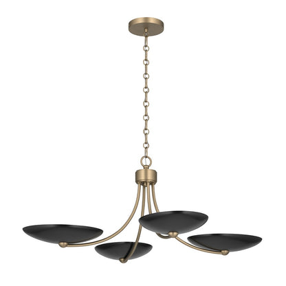 Kichler Palmela 32in 4-Light XL Convertible Chandelier | Modern Champagne Bronze and Black Metal Shades | Dining Room & Living | Model 52854CPZBK