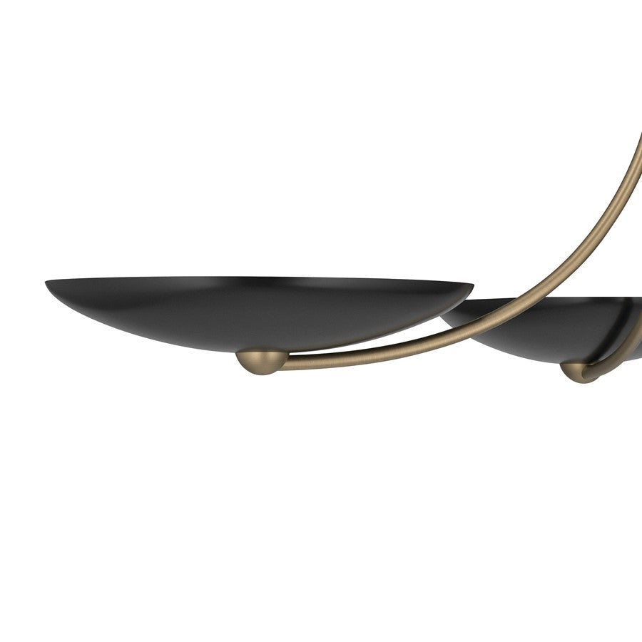 Kichler Palmela 32in 4-Light XL Convertible Chandelier | Modern Champagne Bronze and Black Metal Shades | Dining Room & Living | Model 52854CPZBK