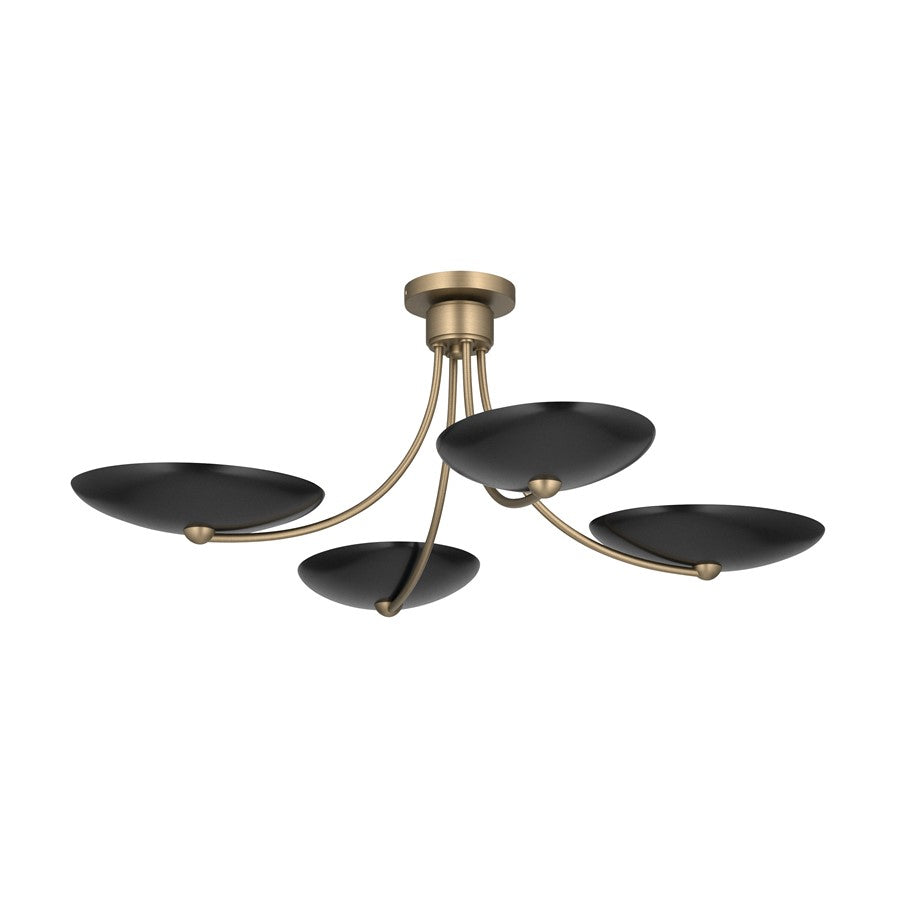 Kichler Palmela 32in 4-Light XL Convertible Chandelier | Modern Champagne Bronze and Black Metal Shades | Dining Room & Living | Model 52854CPZBK