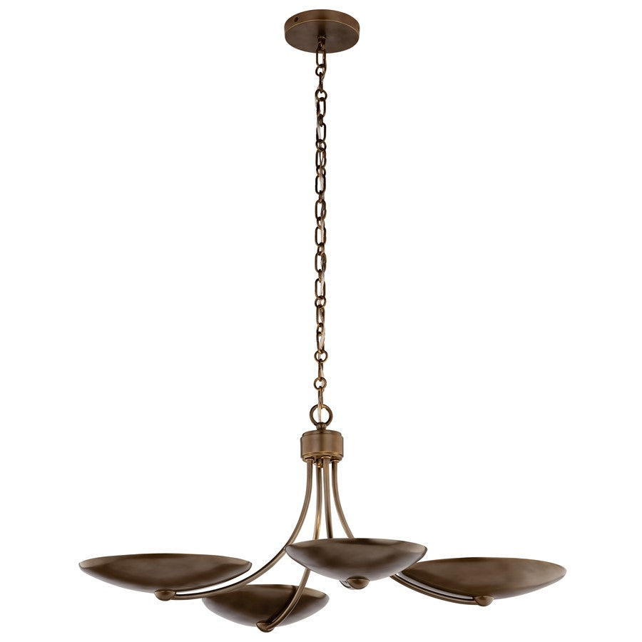 Kichler Palmela 32in 4-Light XL Convertible Chandelier | Modern Lacquered Brass and Metal Shade | Living Room & Dining Room | Model 52854LBRLBZ