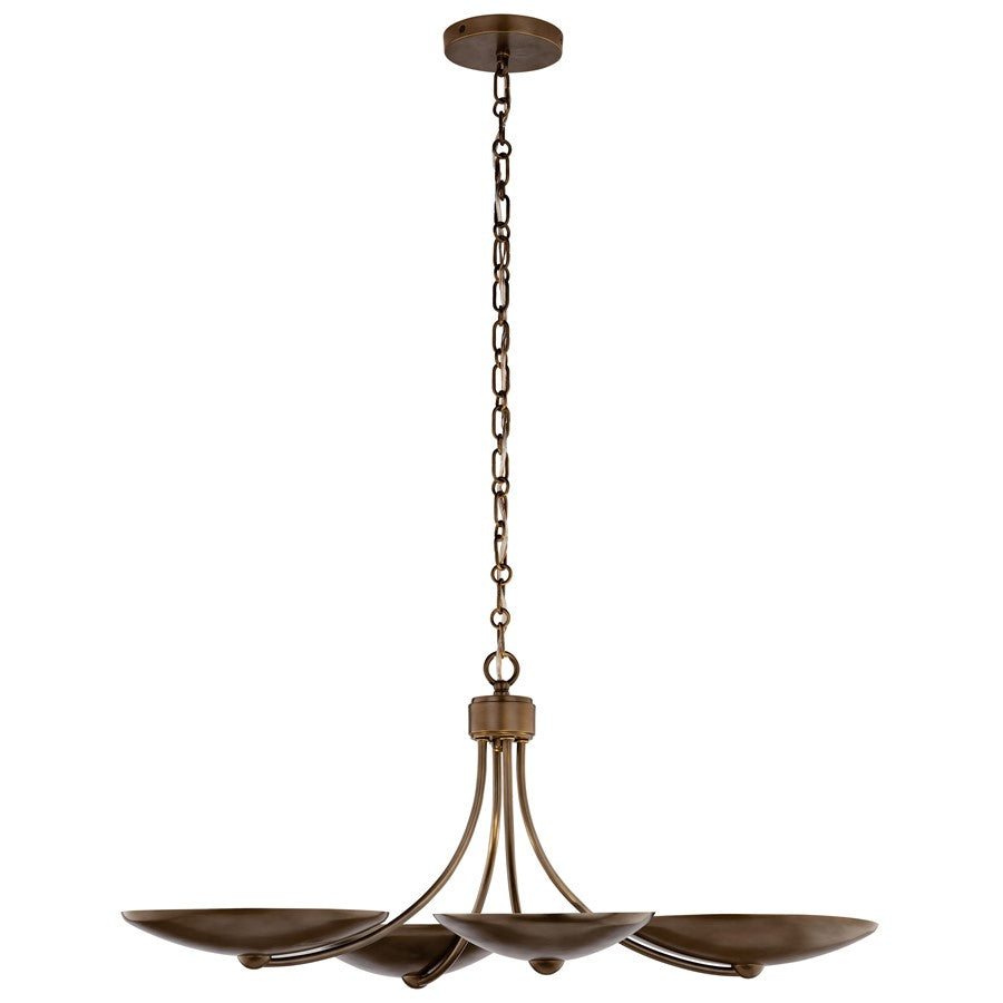 Kichler Palmela 32in 4-Light XL Convertible Chandelier | Modern Lacquered Brass and Metal Shade | Living Room & Dining Room | Model 52854LBRLBZ