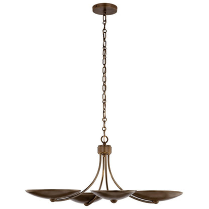 Kichler Palmela 32in 4-Light XL Convertible Chandelier | Modern Lacquered Brass and Metal Shade | Living Room & Dining Room | Model 52854LBRLBZ