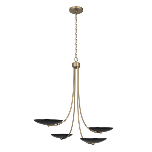 Kichler Palmela 32in 4-Light Chandelier | Modern Champagne Bronze and Black Metal | Dining Room & Living Room | 30.5in H | Model 52855CPZBK