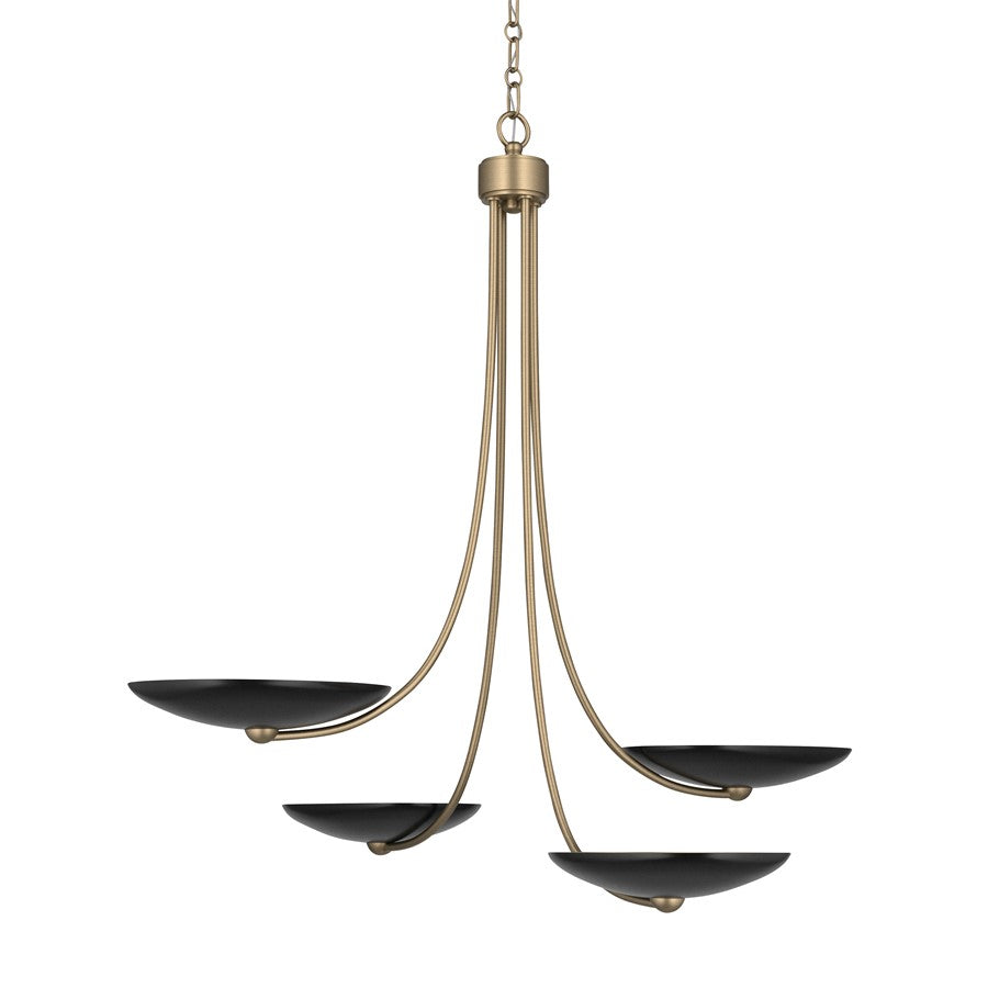 Kichler Palmela 32in 4-Light Chandelier | Modern Champagne Bronze and Black Metal | Dining Room & Living Room | 30.5in H | Model 52855CPZBK