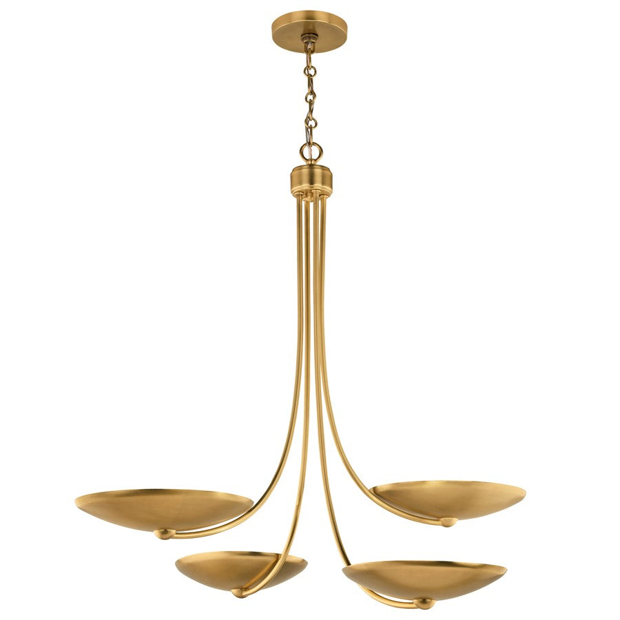 Kichler Palmela 32in 4-Light Chandelier | Modern Lacquered Brass and Metal Shade | Dining Room & Living Room | 30.5 in H | Model 52855LBR