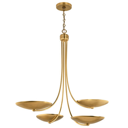 Kichler Palmela 32in 4-Light Chandelier | Modern Lacquered Brass and Metal Shade | Dining Room & Living Room | 30.5 in H | Model 52855LBR