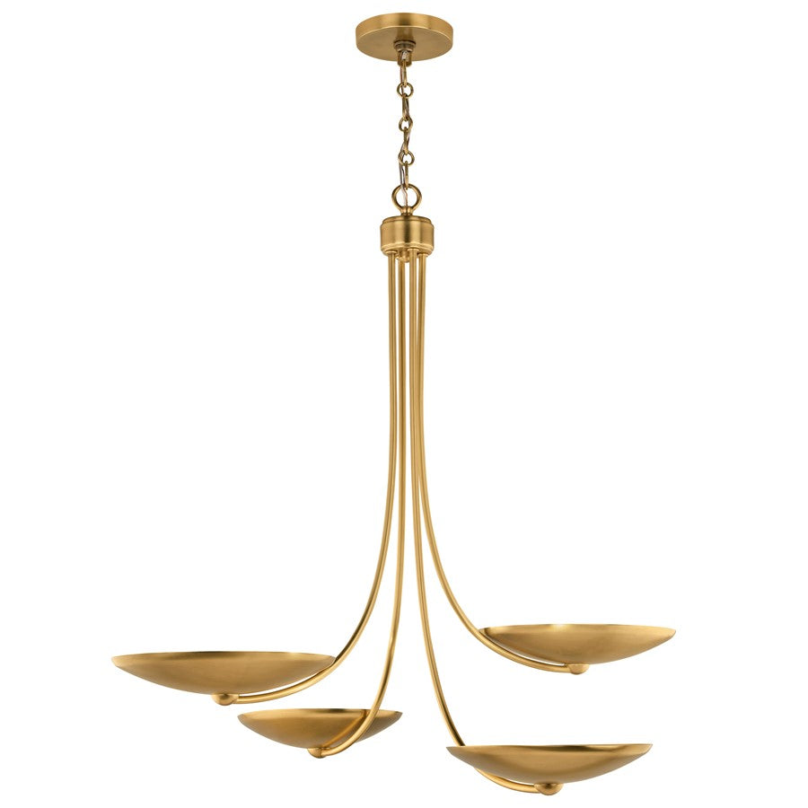 Kichler Palmela 32in 4-Light Chandelier | Modern Lacquered Brass and Metal Shade | Dining Room & Living Room | 30.5 in H | Model 52855LBR