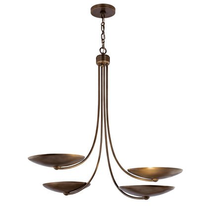 Kichler Palmela 32in 4-Light Chandelier | Modern Lacquered Brass and Bronze | Dining Room & Living Room | H 30 in | Model 52855LBRLBZ