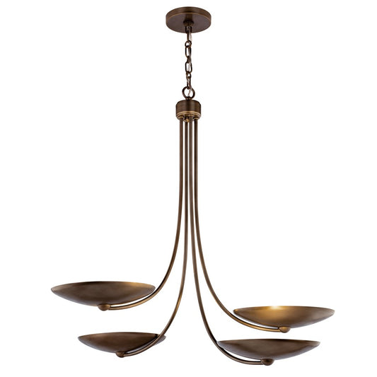 Kichler Palmela 32in 4-Light Chandelier | Modern Lacquered Brass and Bronze | Dining Room & Living Room | H 30 in | Model 52855LBRLBZ