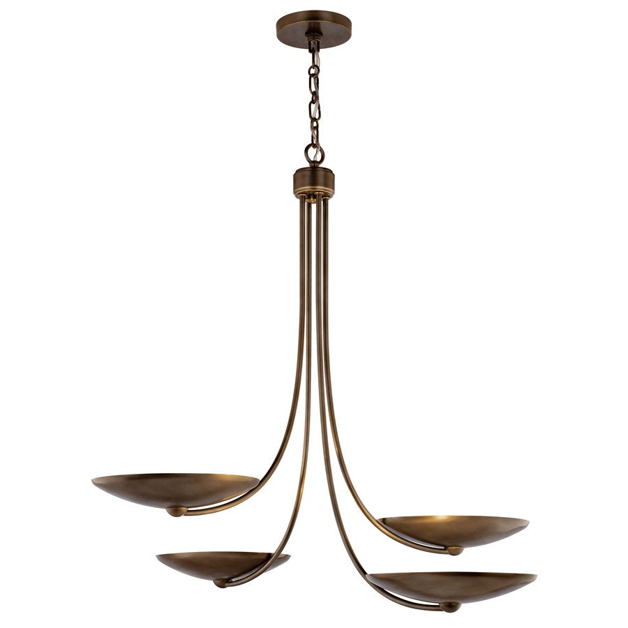 Kichler Palmela 32in 4-Light Chandelier | Modern Lacquered Brass and Bronze | Dining Room & Living Room | H 30 in | Model 52855LBRLBZ