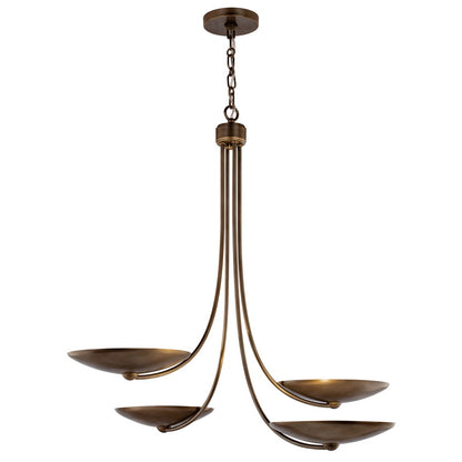 Kichler Palmela 32in 4-Light Chandelier | Modern Lacquered Brass and Bronze | Dining Room & Living Room | H 30 in | Model 52855LBRLBZ