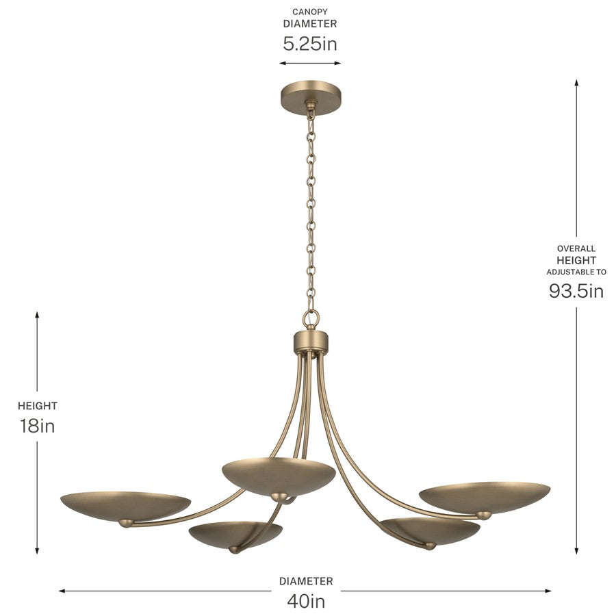 Kichler Palmela 40in 5-Light Chandelier | Modern Champagne Bronze Steel | Dining Room & Living Room | 18 in H | Model 52856CPZ