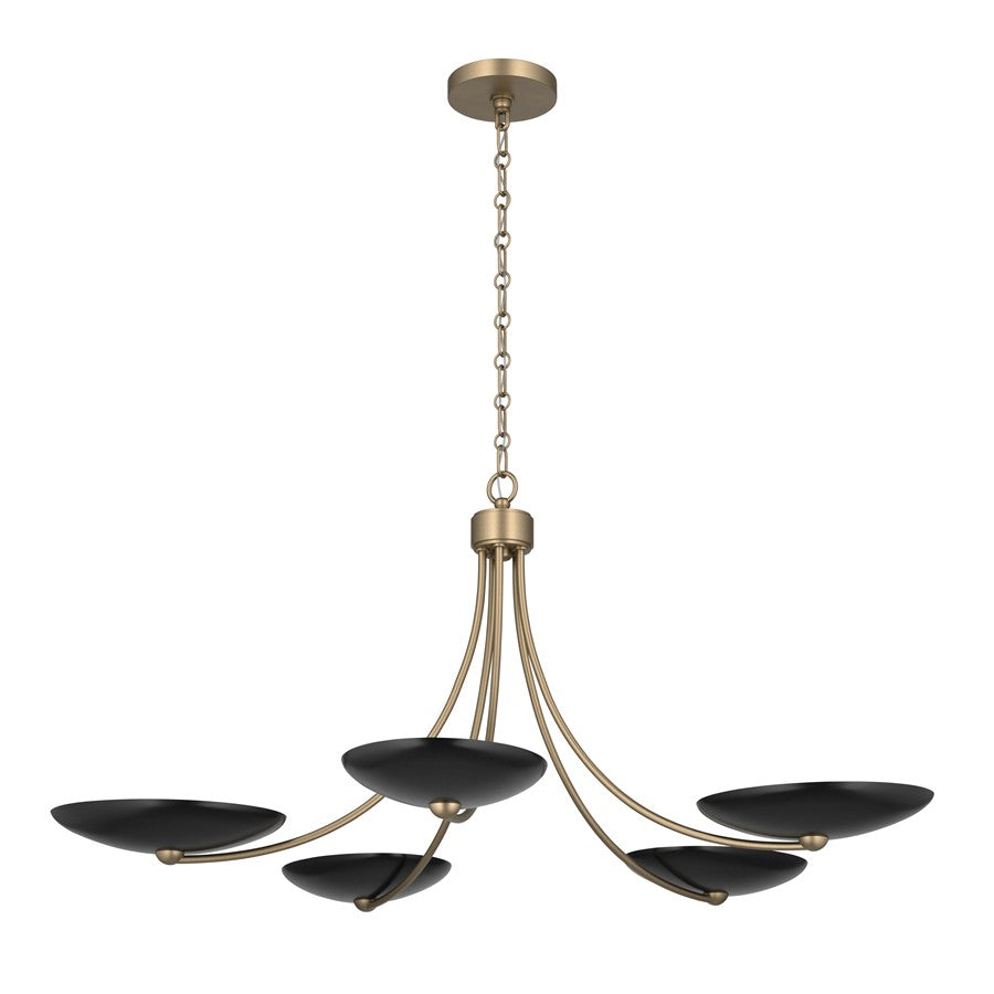 Kichler Palmela 40in 5-Light Chandelier | Modern Champagne Bronze and Black Metal Shades | Dining Room & Living Room | Model 52856CPZBK