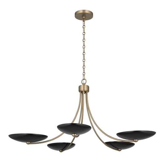 Kichler Palmela 40in 5-Light Chandelier | Modern Champagne Bronze and Black Metal Shades | Dining Room & Living Room | Model 52856CPZBK
