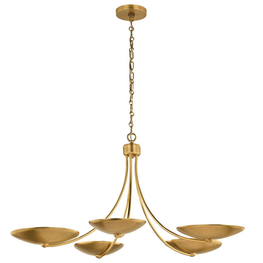 Kichler Palmela 40in 5-Light Chandelier | Modern Lacquered Brass Metal | Dining Room & Living Room | 40 x 40 x 18 in | Model 52856LBR