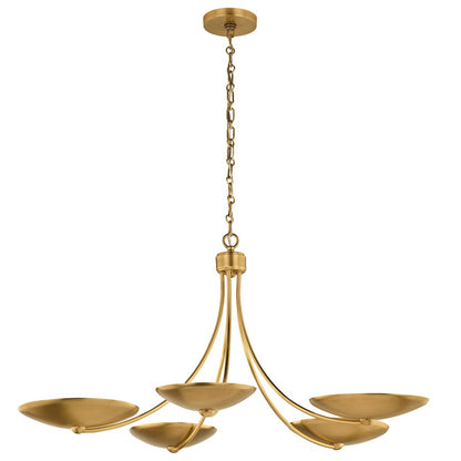 Kichler Palmela 40in 5-Light Chandelier | Modern Lacquered Brass Metal | Dining Room & Living Room | 40 x 40 x 18 in | Model 52856LBR