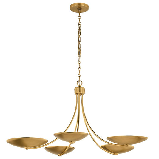 Kichler Palmela 40in 5-Light Chandelier | Modern Lacquered Brass Metal | Dining Room & Living Room | 40 x 40 x 18 in | Model 52856LBR