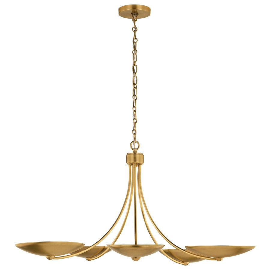 Kichler Palmela 40in 5-Light Chandelier | Modern Lacquered Brass Metal | Dining Room & Living Room | 40 x 40 x 18 in | Model 52856LBR