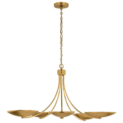 Kichler Palmela 40in 5-Light Chandelier | Modern Lacquered Brass Metal | Dining Room & Living Room | 40 x 40 x 18 in | Model 52856LBR