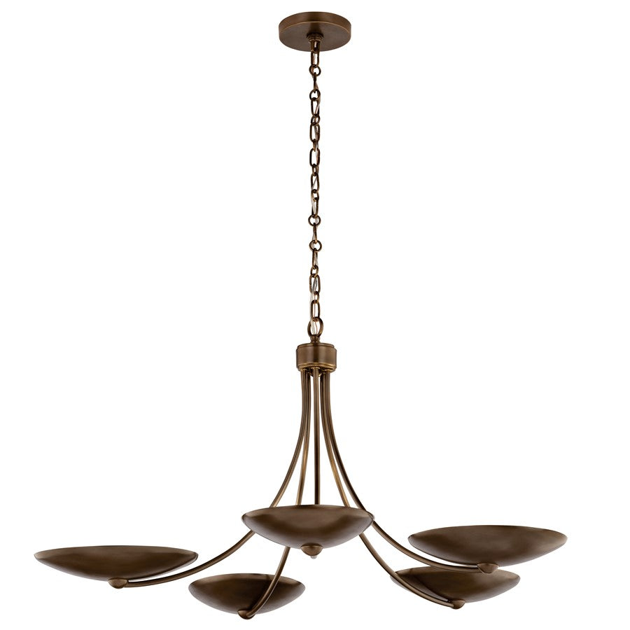 Kichler Palmela 40in 5-Light Chandelier | Modern Lacquered Bronze and Lacquered Brass Metal | Dining Room & Living Room | Model 52856LBRLBZ