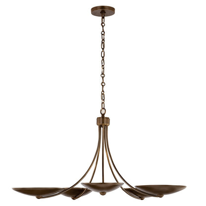 Kichler Palmela 40in 5-Light Chandelier | Modern Lacquered Bronze and Lacquered Brass Metal | Dining Room & Living Room | Model 52856LBRLBZ