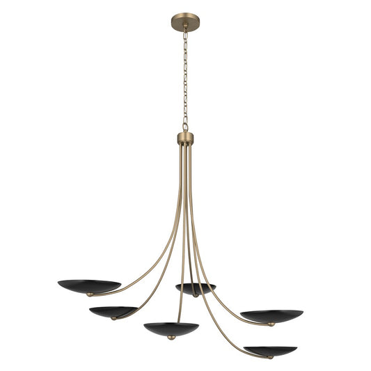 Kichler Palmela 45.75in 6-Light XL Chandelier | Modern Contemporary Champagne Bronze and Black | Dining Room & Living Room | Model 52857CPZBK