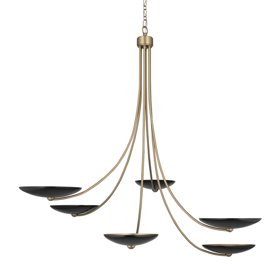 Kichler Palmela 45.75in 6-Light XL Chandelier | Modern Contemporary Champagne Bronze and Black | Dining Room & Living Room | Model 52857CPZBK