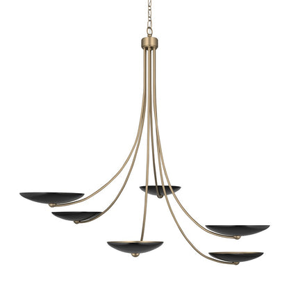 Kichler Palmela 45.75in 6-Light XL Chandelier | Modern Contemporary Champagne Bronze and Black | Dining Room & Living Room | Model 52857CPZBK