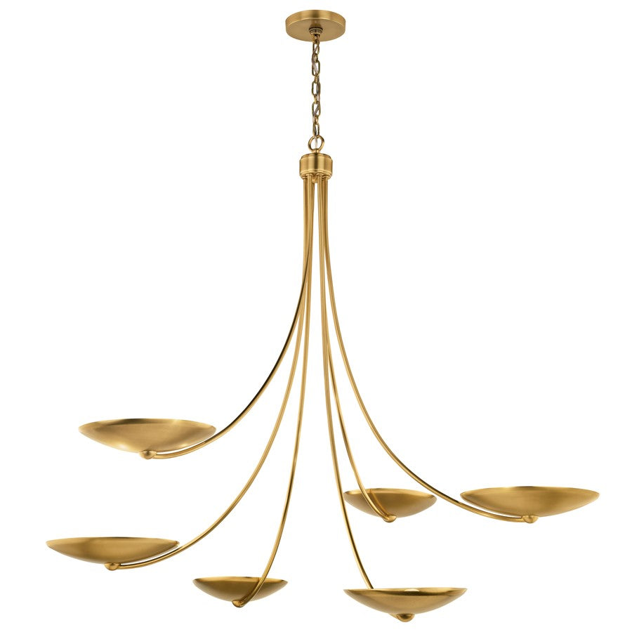 Kichler Palmela 46in 6-Light XL Chandelier | Modern Lacquered Brass Metal | Dining Room & Living Room | 39in H | Model 52857LBR