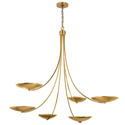 Kichler Palmela 46in 6-Light XL Chandelier | Modern Lacquered Brass Metal | Dining Room & Living Room | 39in H | Model 52857LBR