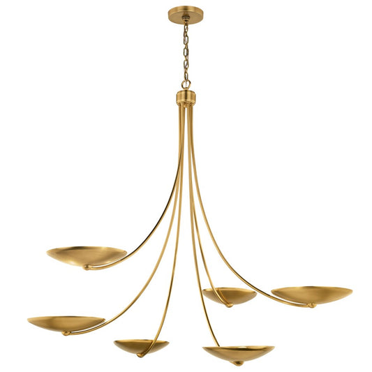 Kichler Palmela 46in 6-Light XL Chandelier | Modern Lacquered Brass Metal | Dining Room & Living Room | 39in H | Model 52857LBR
